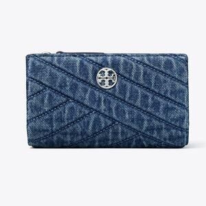 New‼️Tory Burch Willa Chevron Denim Medium Wallet 187364  Denim $250
